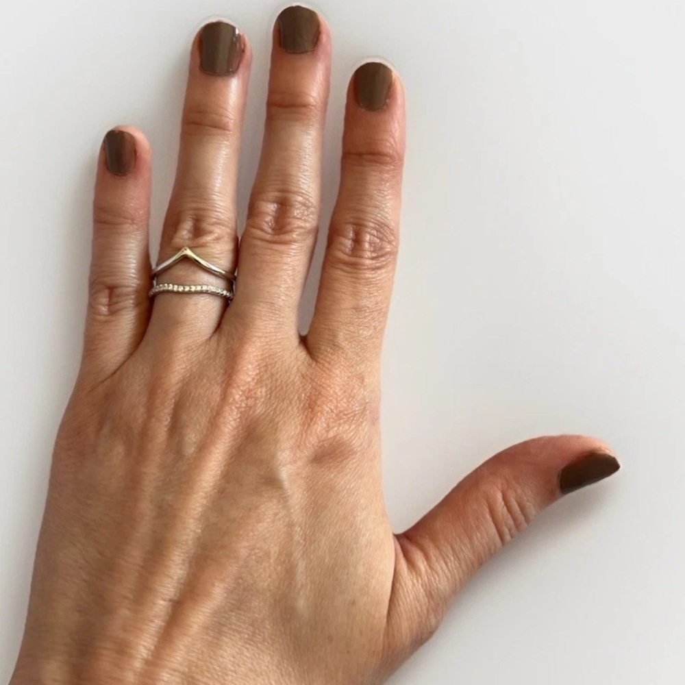 Antler Rings 925 Sterling Silver Cubic Zirconia Peak Ring Size 7.5 NEW - Picture 2 of 4